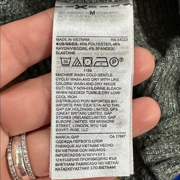 Gap Women’s Sz M Sweater Green-Gray Tunic Cowl Neck Lightweight Long Sleeve - Picture 7 of 7